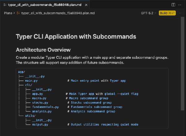 Initial implementation of the CLI app using ChatGPT 5.2
